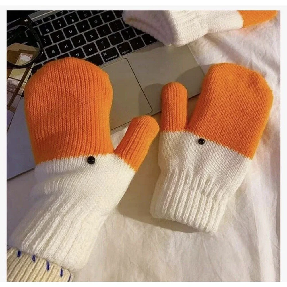 Silly Goose Gloves Winter Funny Novelty Animals Women Cute Knitted gloves 2 pack